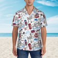 thumbnail image 2 of Honeii London Landmark2 Print Men’s Hawaiian Shirt,Classic Button-Down Short Sleeve Shirt, for Beach, Vacation, and Outdoor Activities,Medium, 2 of 7