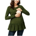 thumbnail image 4 of Dxzfnsa Fall Maternity Clothes Breastfeeding shirts for Women Womens Fashion Casual Solid Color Flounce Tops 2025 Trendy Crew Neck Long Sleeve Pregnant Dressy Blouses, 4 of 9