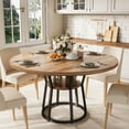 thumbnail image 4 of Space-Saving Farmhouse Dining Table – 47.2 Inch Round Table with 2-Tier Storage Shelf – Metal Base – Seats 4–6 – Perfect for Living Room, Apartment, 4 of 7