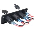 thumbnail image 4 of Multifunctional 12-24V Car/Marine USB Charging Panel with 3-Hole Switch, Dual Green USB Ports (3.1A), Green Voltmeter & Power Socket, Black PC Material, -40-80℃ Operating Temp, 5V Output, 144x50x50mm, 4 of 6