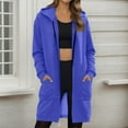 thumbnail image 2 of WTOBBY Women's Zip Up Hoodies Oversized Fleece Long Pullover Hooded Sweatshirts Casual Long Sleeve Fall Hoodie Jacket, Street Style with Front Pocket and Cozy Feel,Royal Blue 2XL, 2 of 6