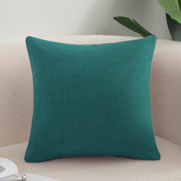 Nvzi 1 funda de almohada de algodón y lino de color liso. Clásica y atemporal, funda de almohada sencilla de color puro, que queda genial en cualquier cama. 40 x 40 cm (verde oscuro).