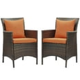 thumbnail image 2 of Modway Conduit Outdoor Patio Wicker Rattan Dining Armchair Set of 2 in Brown Orange, 2 of 4