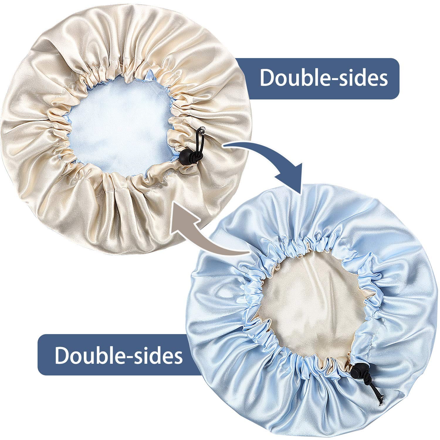 OUSITAID 3 Pieces Kids Satin Bonnet Sleeping Cap for Natural Hair Teens Toddler Child Baby Adjustable Satin Cap for Night Sleeping Reversible Double Layer Yellow/Pink/Sky Blue