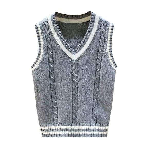 Mercatoo Sweater Vest for Kids Boys Girls V Neck School 𝗨niform Knitted Pullover Comfy Soft Sleeveless Fall Winter Tank Top