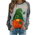 thumbnail image 4 of Penkiiy T-Shirt à Manches Longues et Col Rond Imprimé pour la Saint-Patrick pour Femmes, Gris, 4 of 4