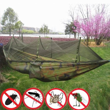 Zeepin Lightweight Portable Nylon Camping Hammock for Backpacking Travel Hammock with Mosquito Net and Straps by