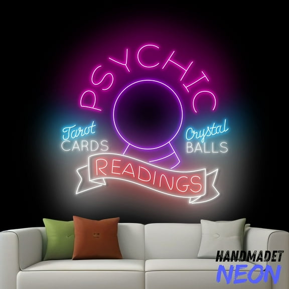 Handmadetneonsign Psychic Readings Neon Sign, Psychic Fortune Teller Wall Art Light, Tarot Reader Shop Room Decor 75660