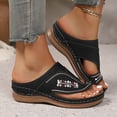 thumbnail image 2 of Pandaie Women's Orthopedic Wedge Sandals 2026 Embroidery Platform Slip on Slides Arch Support Summer Beach Walking Flip Flops Black Size 6, 2 of 9