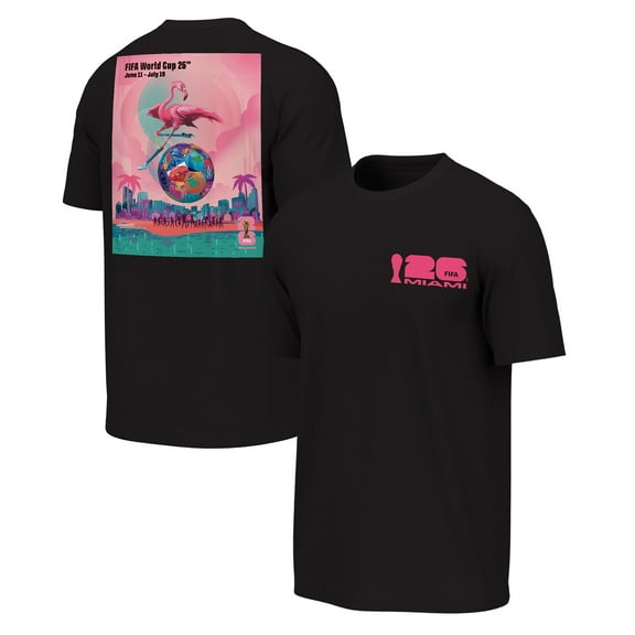 Men's Outerstuff Black 2026 FIFA World Cup Miami Host City Poster Graphic T-Shirt