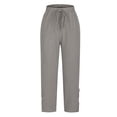 thumbnail image 3 of Women Casual Lightweight Drawstring Elastic Waist Cropped Pants with Pockets Gray L, 3 of 6