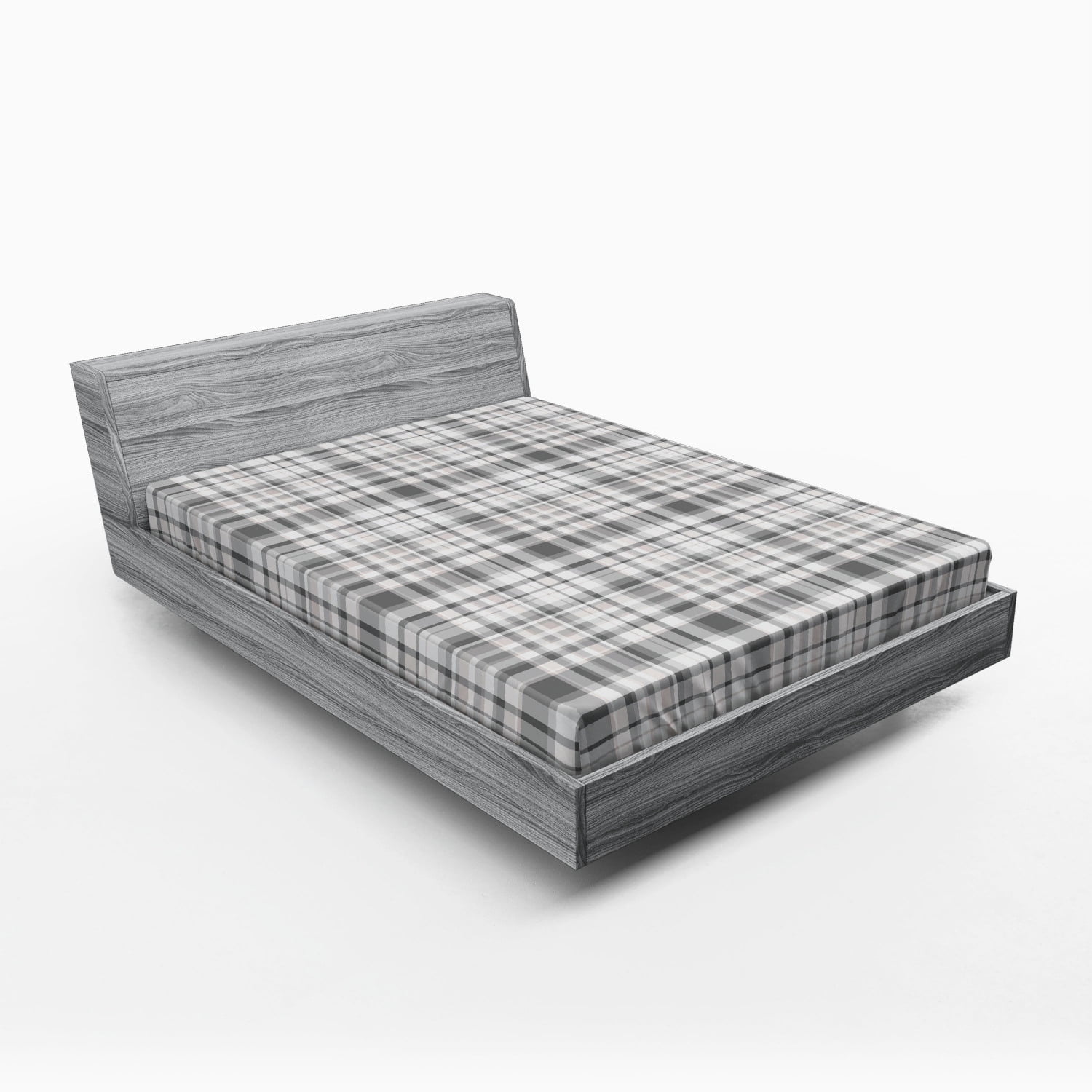Grey Fitted Sheet Pattern With Modified Stripes Crossed Horizontal And