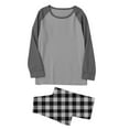 thumbnail image 6 of purcolt Mens Pajamas Set Color Block T-Shirt Comfy Pj Sets Long Sleeve 2-Piece Lounge Set Nightwear Plaid Sleepwear with Pockets, 6 of 7
