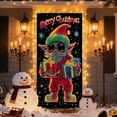 thumbnail image 6 of Fluorescent Christmas Door Cover - 35.4x70.8in Santa Claus & Christmas Tree Printed Festive Banner, Durable Polyester Holiday Decoration for Indoor Outdoor Xmas Party Home Front Door, 6 of 6