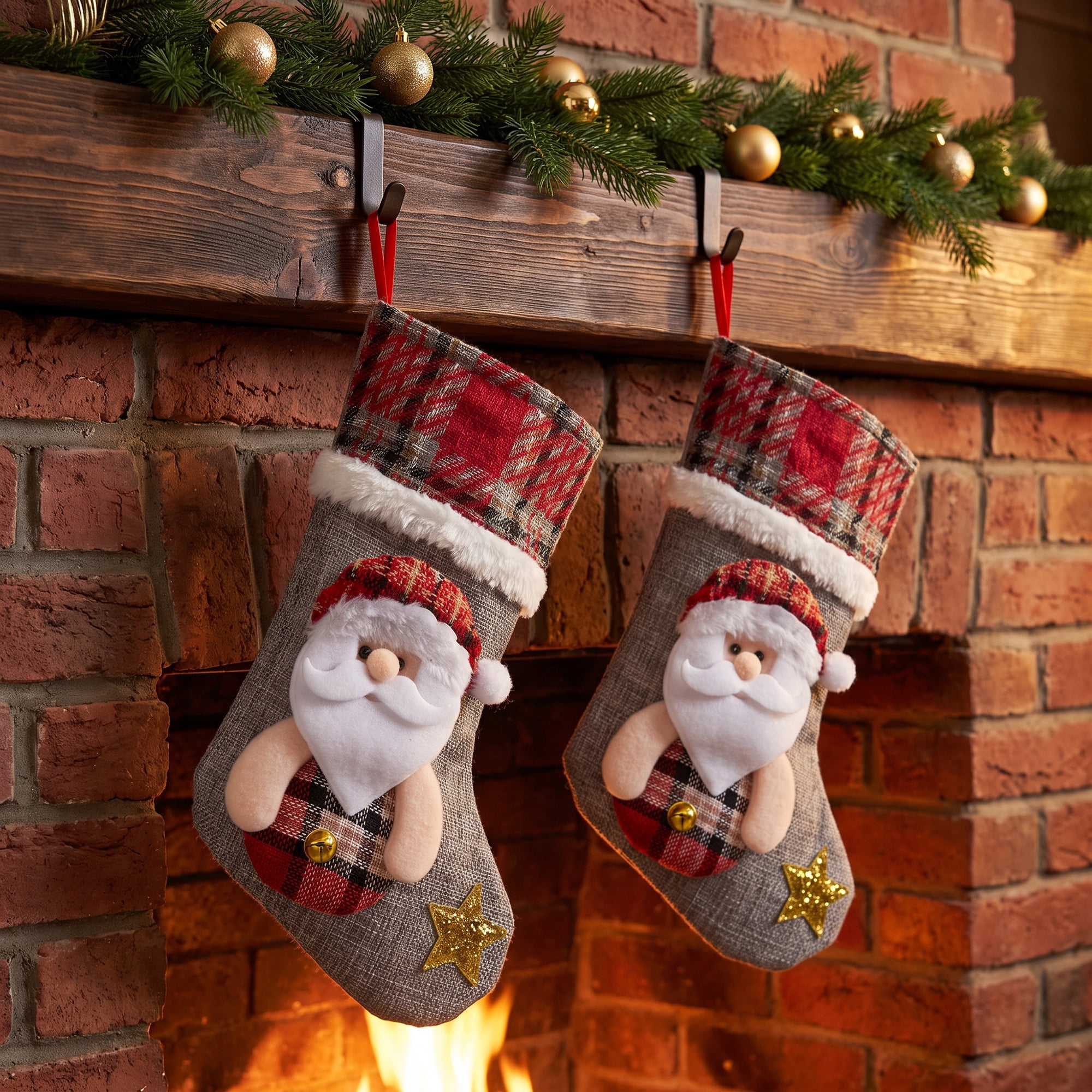Unique Bargains Cartoon Christmas Stockings Assorted Garland Accents Gray Old Man 8"