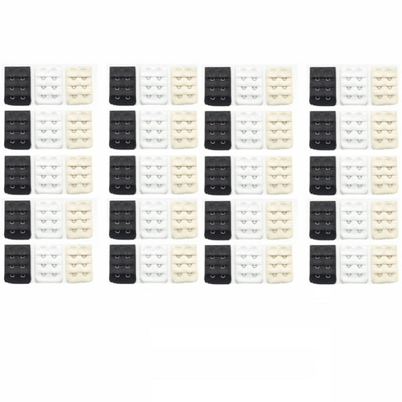 Two-Hook Bra Band Extender Set 60-Pack (20 each Black, White, Beige) from More of Me to Love