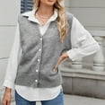 thumbnail image 6 of UAMVSH Sweater Vests for Women Casual V Neck Button down Sleeveless Knitted Cardigan Jackets Soft Lightweight Fall Tank Tops(X-Large,Gray), 6 of 7