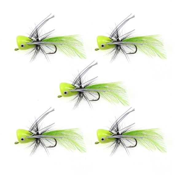 5pcs Popping Insect Lure with Hook Fly Fishing Popper Fly Popper Lures for Trout Topwater Fishing Lures
