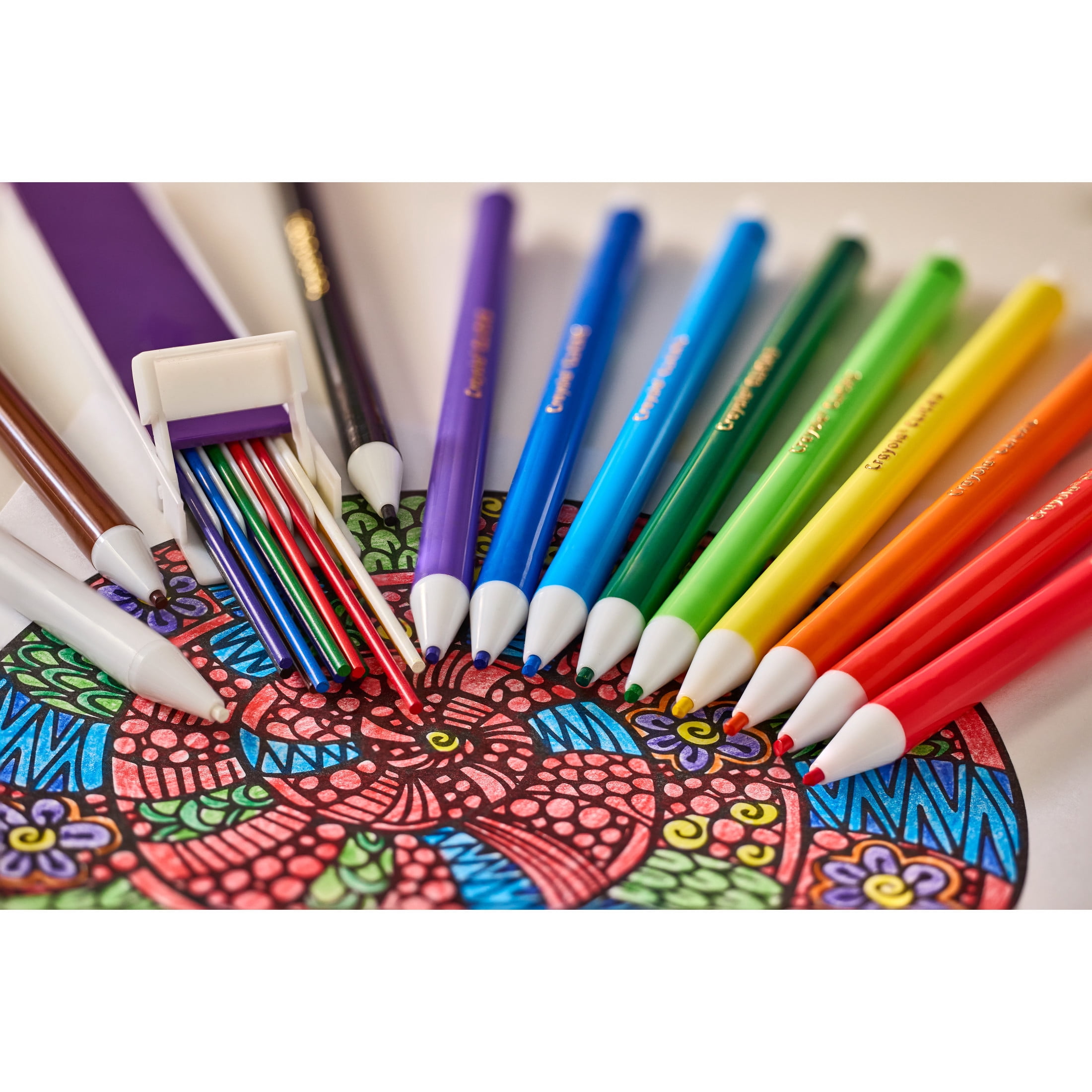 Crayola Clicks 2.0mm Mechanical Colored Pencil Set, 12ct with Replacement Cores, Back to School Supplies, Coloring Pencils, Gift for Teachers and Kids, Ages 6+