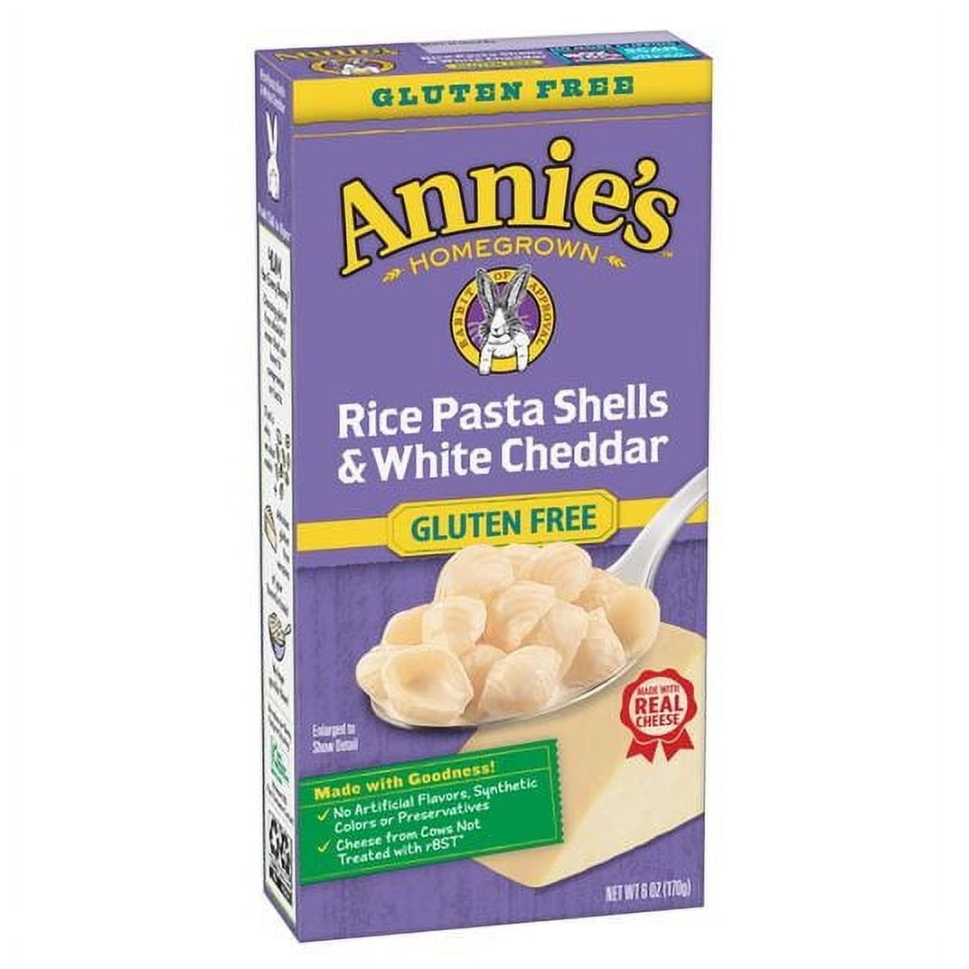 (12 pack) Annie's Gluten Free Rice Pasta and White Cheddar, Made with Real Cheese, 6 oz