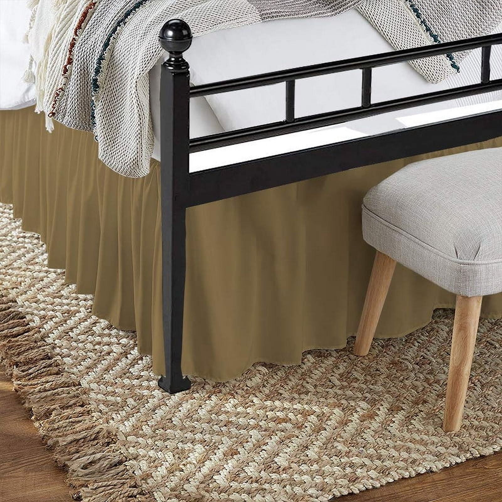 Ruffle Bed Skirt with Split Corners - 18" Tailored Drop Dust Ruffle Bedskirt Three Sided Coverage - 100% Microfiber -Wrinkle Free-Olympic Queen Size-Taupe Solid