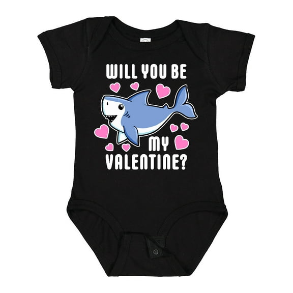 Inktastic Will You Be My Valentine with Cute Shark and Hearts Boys or Girls Baby Bodysuit