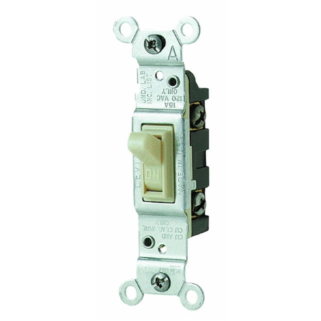 Switch Leviton de 15 amperios, 120 V, unipolar AC silencioso, color marfil