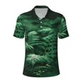 thumbnail image 2 of Daiia Ferns Leave Green Foliage Pattern Men’s Polo Shirts,Solid Deck Shirt,Classic Fit, Breathable Cotton Polo for Casual and Sport Wear-Small, 2 of 7