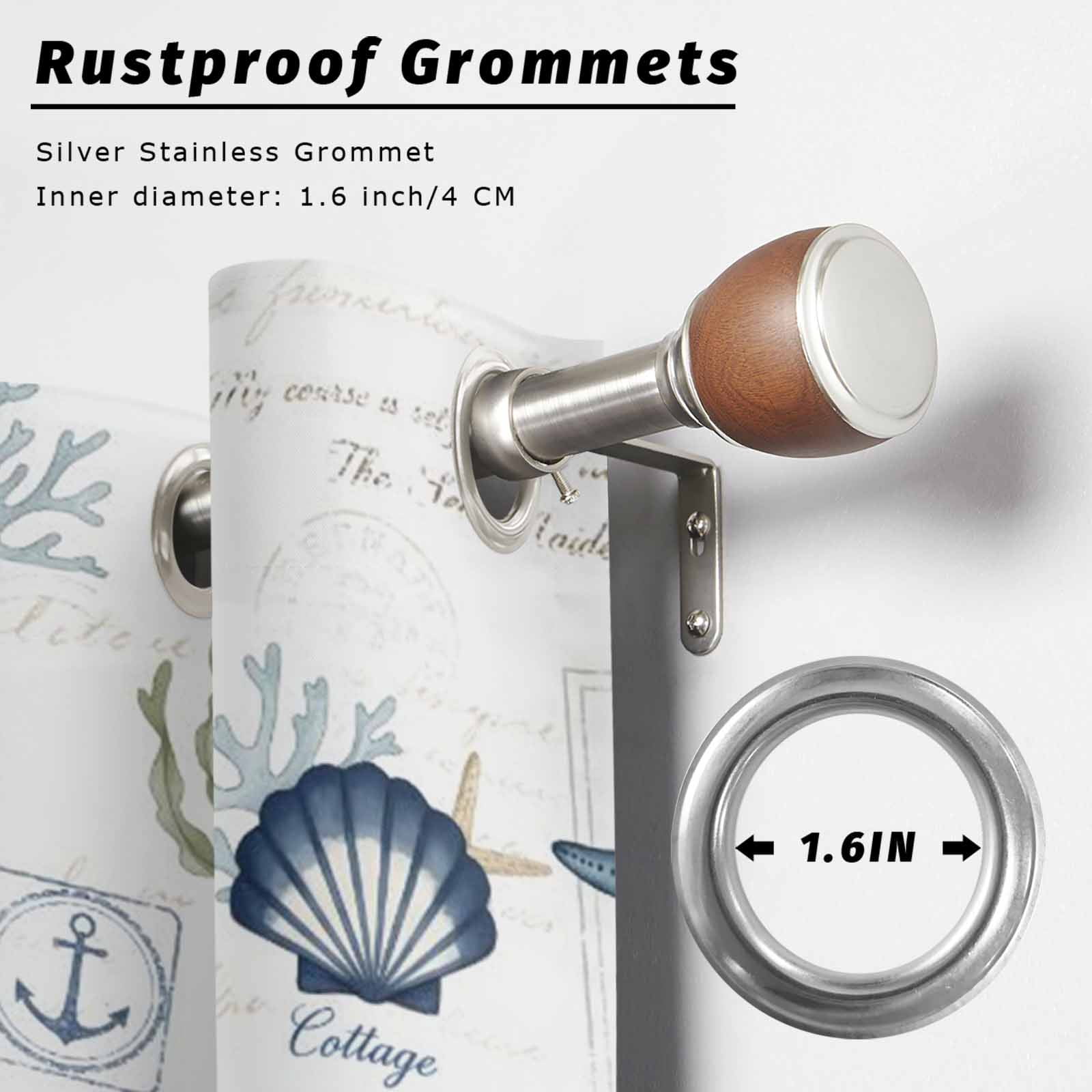 Summer Marine Life Outdoor Curtains for Patio, Ocean Starfish Conch Shell Letter Print Retro Sunshade Privacy Drapes Grommet Waterproof Outside Curtains for Porch/Cabana/Balcony 54"x 108", 1 Panel
