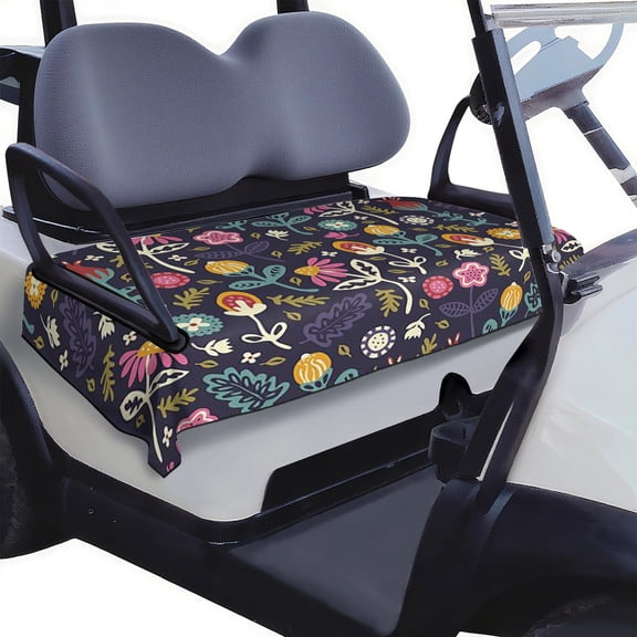 Stylish Flowers Pattern Golf Cart Seat Protector 51" x 31", Decorative Front Seat Cover for EZGO, Yamaha, Club Car & Icon Models