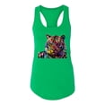 thumbnail image 2 of Wild Bobby Colorful Rainbow Siberian Tiger Animal Lover Women Racerback Tank Top, Kelly, Small, 2 of 3