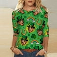 thumbnail image 4 of Ounisa Womens 3/4 Sleeve St. Patrick's Day T-Shirts Crew Neck Spring Graphic Tee Tops, 4 of 8