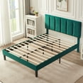 thumbnail image 2 of VECELO Queen Size Upholstered Platform Bed Frame with Adjustable Headboard, Wooden Slats Support, No Box Spring Needed/Easy Assembly, Dark Green, 2 of 8