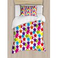 thumbnail image 1 of Modern Duvet Cover Set Twin Size, Little Rainbow Colored Funky Stars Kids Nursery Boys Girls Theme Artistic Print, Decorative 2 Piece Bedding Set with 1 Pillow Sham, Multicolor, by Ambesonne, 1 of 3