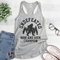 thumbnail image 2 of Undefeated Hide And Seek Champion Tank Top, Ladies Racerback Tank, Bigfoot, Yeti, Sasquatch, Squatch Tee, Silver Gray, Small, 2 of 3
