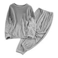 thumbnail image 2 of Mifsaly Womens Pajama Sets Fuzzy Fleece Thick Warm 2 Piece Pjs Crewneck Long Sleeve Thermal Sleepwear Soft Cozy Pullover Nightwear Elastic Waist Loose Pants Ladies Soild Winter Homewear, 2 of 6
