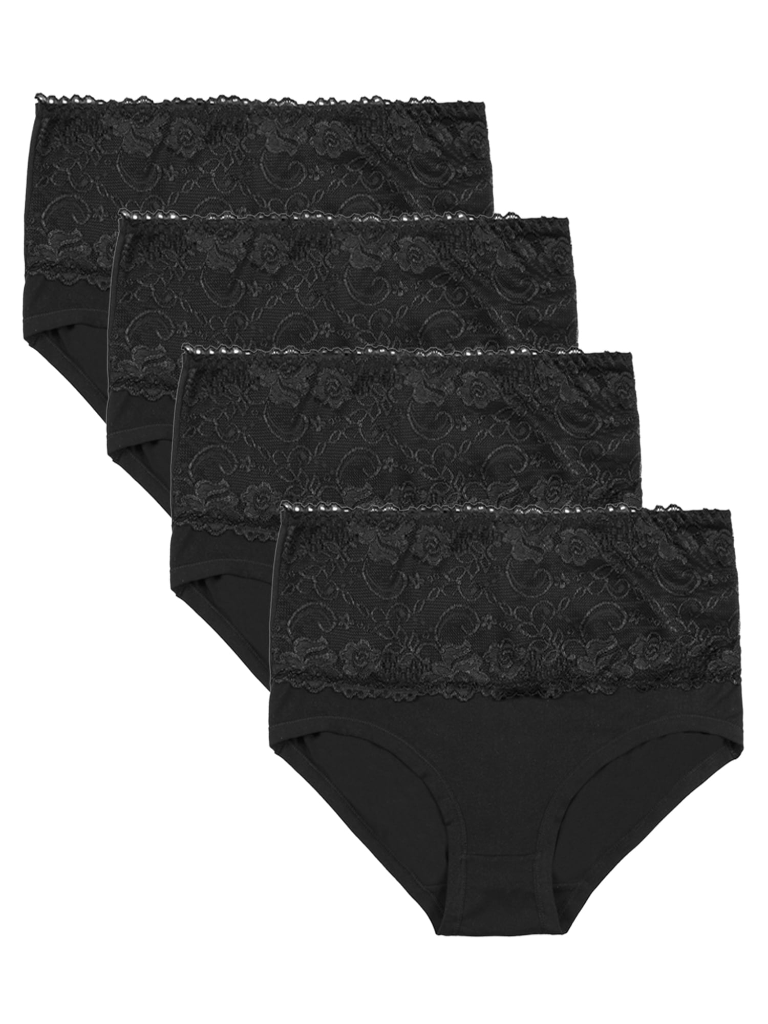 4 Pack Womens High Waist Cotton Briefs Sexy Lace Underwear C-Section Recovery Soft Stretch