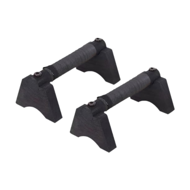 2 barras de flexiones de madera con asas resistentes para ejercicios en el suelo. Soportes paralelos. Negro L
