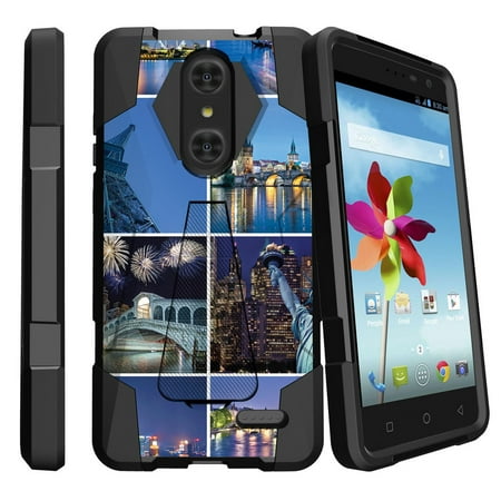 City Fusion - ZTE Grand X4 Z956 Shock Fusion Heavy Duty Dual Layer Kickstand Case - Famous Cities