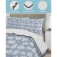 thumbnail image 4 of Quilts Twin Size, Light Blue White Leaves Soft Comforter Bedding Set for Bed, Spring Pastoral Rustic Botanical Lightweight Quilted Bedspread with Pillow Cover(2 Pieces) for All Season, 68x86 Inch, 4 of 6
