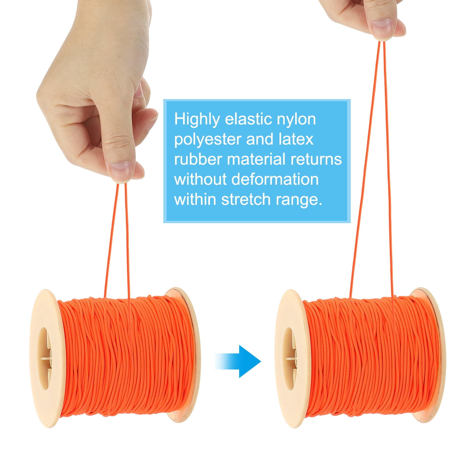 Uxcell Elastic Cord, 2 mm Stretchy Elastic String 77 Yards for Jewelry Making, Necklaces, Beading and Crafts DIY, Fluorescent Orange