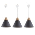 thumbnail image 1 of FSLiving J-Style Track Mount Pendant Fixture Scandinavian Style Pendant Lights for Kitchen Hanging Lamp Modern Wood and Aluminium Light Customizable,Grey - 3 Lights, 1 of 6