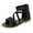 Black, variant on PINQI Girls Kids Leather Gladiator Sandals Ankle Open Toe X-Strap Flat Shoes Summer Casual Rubber Sole Non Slip Shoes Comfy