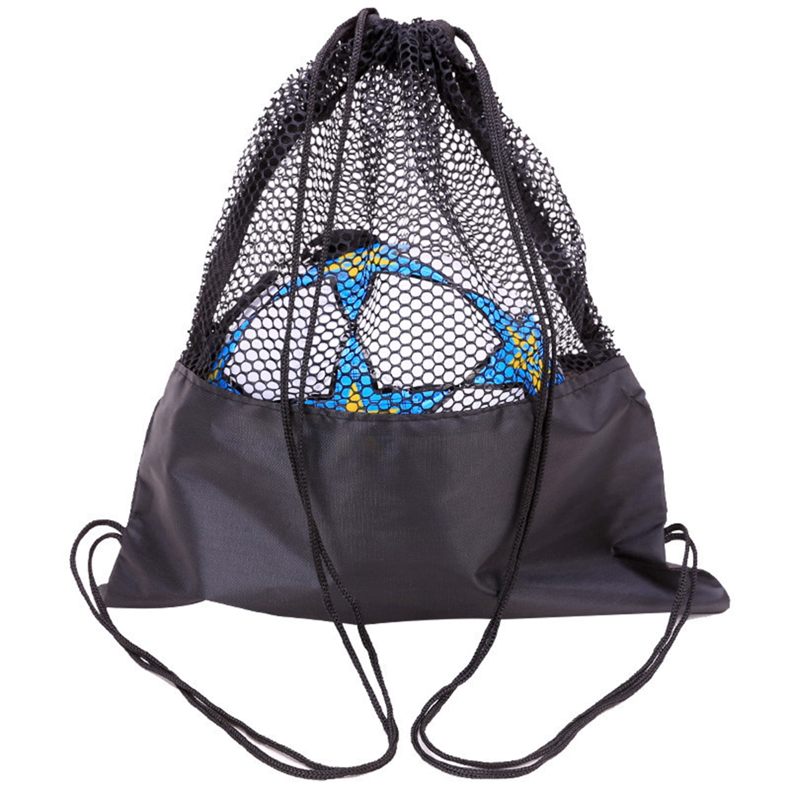 Athletic Works Mesh Sports Ball Bag Drawstring Shoulder Strap, Black,  Unisex 