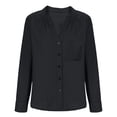 thumbnail image 4 of Linen Button Down Shirt Women Summer Fall Long Sleeve Gauze Tops Fashion Dressy Casual Work Blouse with Pocket, S-2XL, 4 of 5