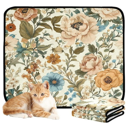 Washable Pet Pee Pads with Super Absorbent Reusable Training Pads for Dogs & Cats Beautiful Vintage Floral