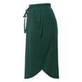 thumbnail image 3 of A2Y Women's Elastic Waist Self Tie Tulip Hem Side Pocket Skirt Huntergreen 2XL, 3 of 5