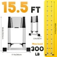 thumbnail image 4 of AQSQ 12.8ft Telescoping Extension Ladder, Stainless Steel Folding Telescopic Ladder with Locking Mechanism, Multi-Purpose Collapsible Ladder for Home or RV Outdoor Work, Bearing 330lbs, 4 of 6