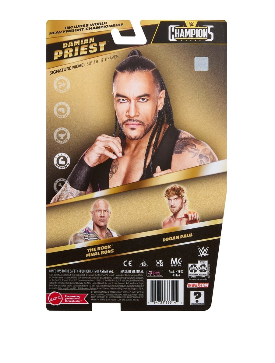 Damian Priest - WWE Main Event Champions 2026 Mattel Toy Wrestling Action Figure w/ World Heavyweight Championship