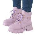 thumbnail image 3 of Juosiy Womens Lace Up Motorcycle Riding Boots Faux Suede Comfortable Platform Ankle Combat Booties, 3 of 8